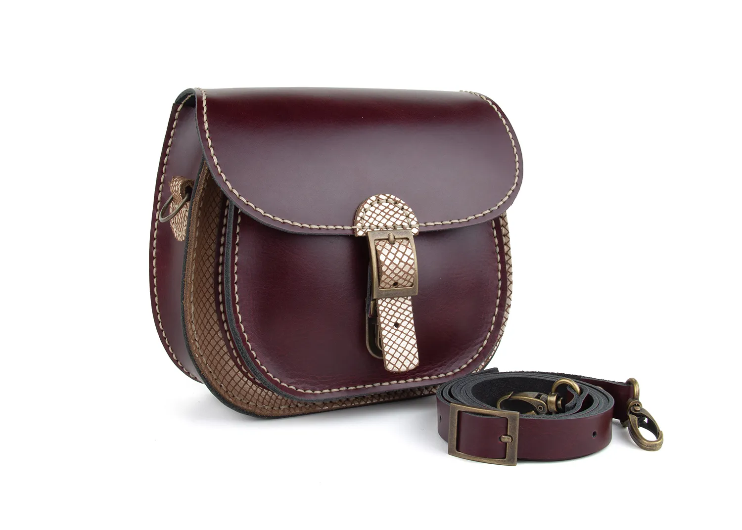 DIY-Crossbodu Tas NYCHEL_minnesota_bordeaux_metalic_snake_caramel_1